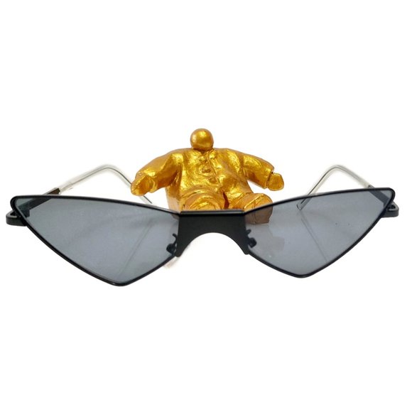 evgothicjewelry Women Men Black Full Rim Cat Eye Sunglasses (0385) - Picture 4 of 9